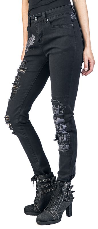 Skarlett - Jeans with Prints and Rips | Rock Rebel by EMP Jeans | EMP