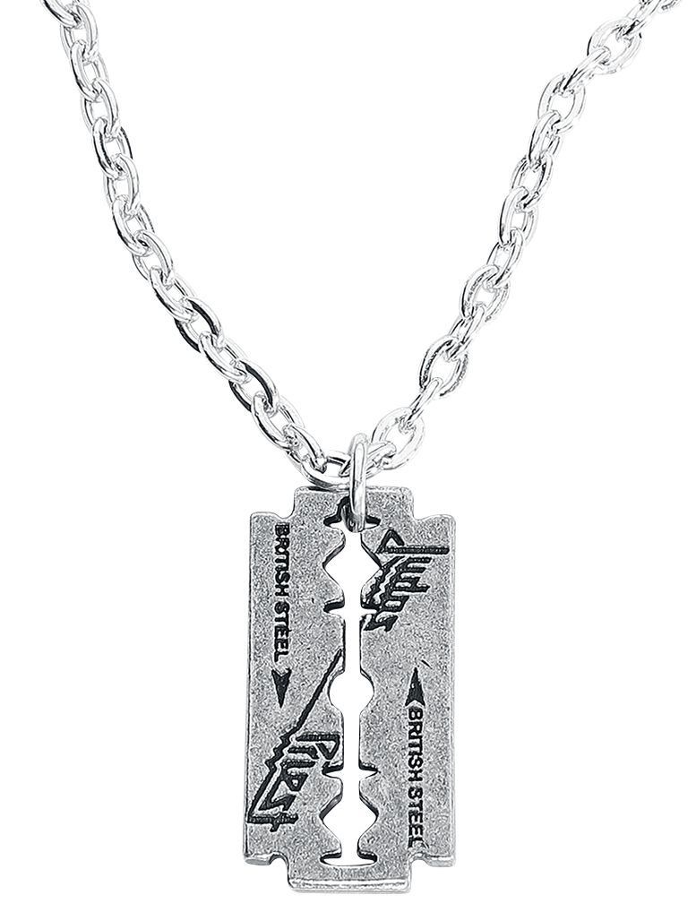 NEW] Judas Priest Stainless Steel Necklace & Rhodium Razor Blade Pendant