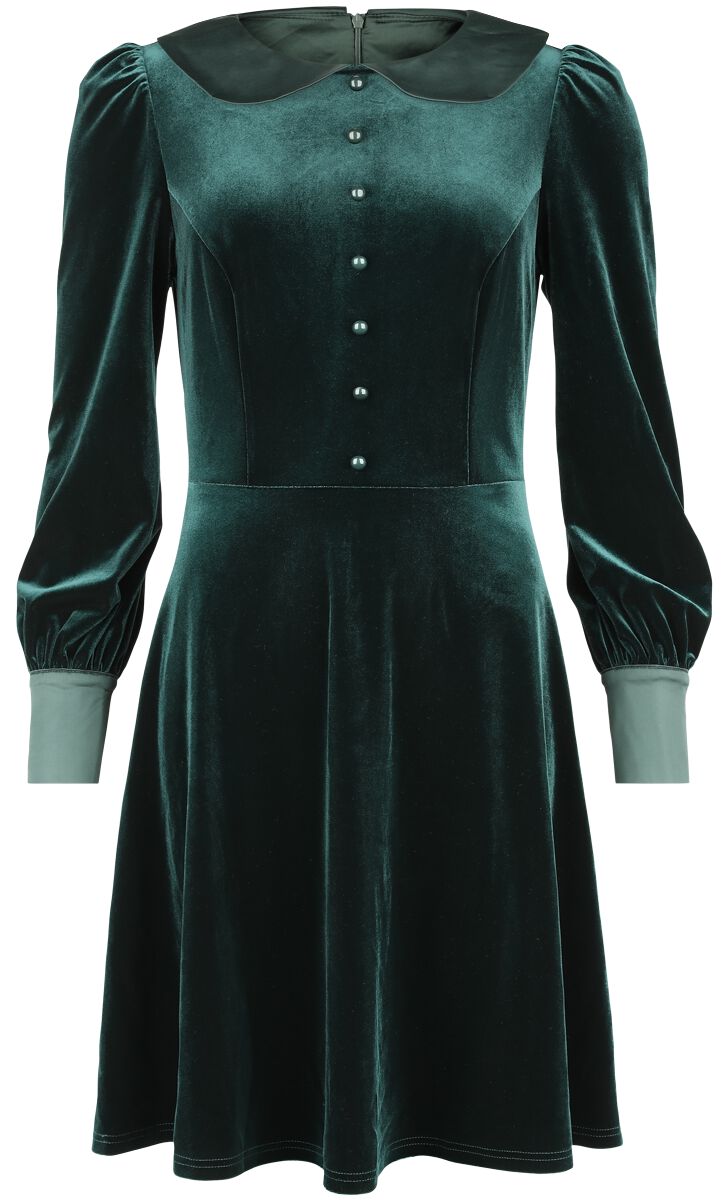 Satin Collar Velvet Dress | Voodoo Vixen Medium-length dress | EMP